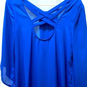 Royal blue blouse with zig zag back